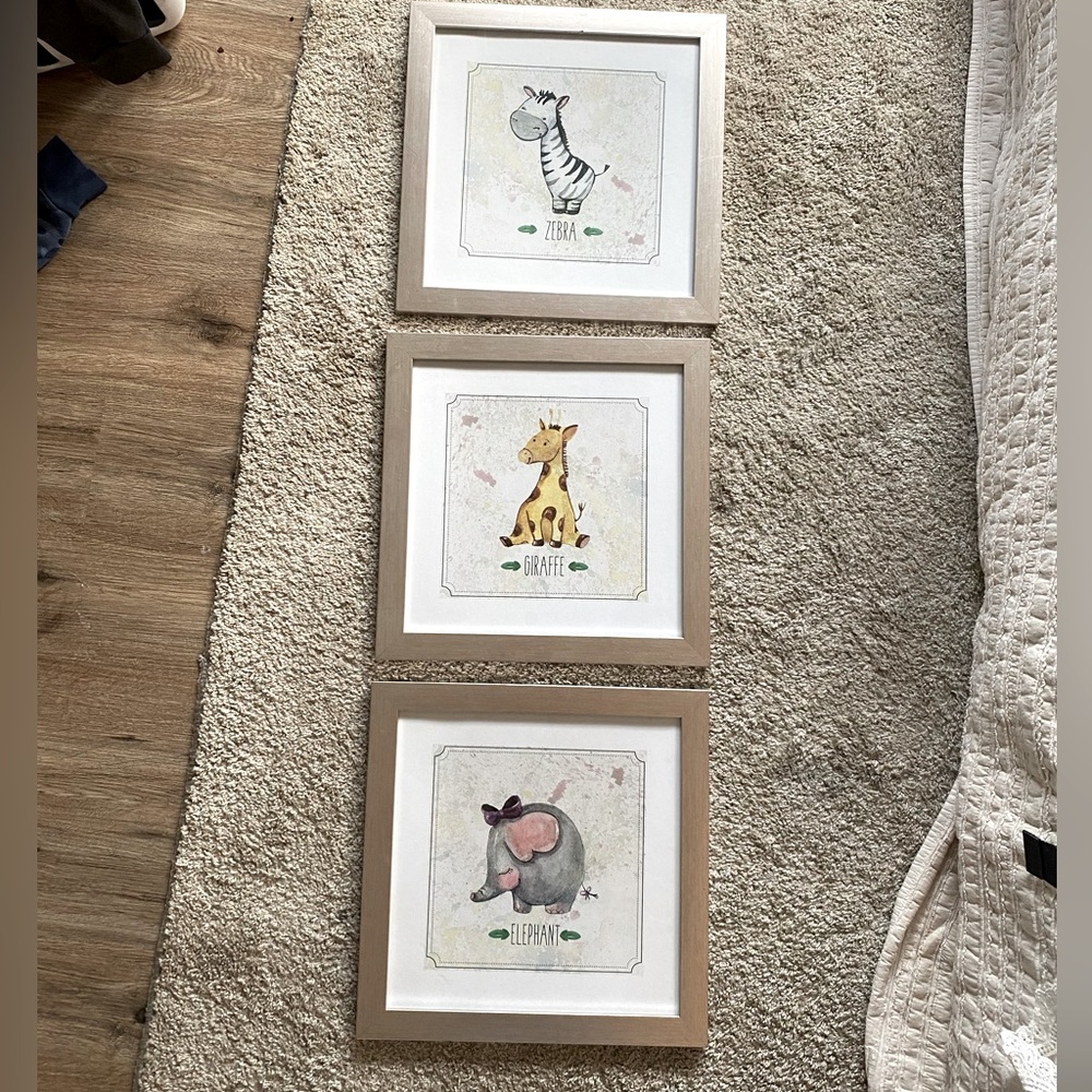 Set of 3 animal nursery photos